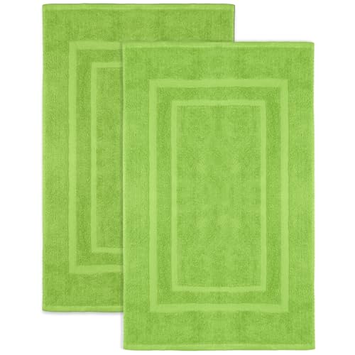 NatureMark Pack of 2 Terry Towelling Bath Mats, 50 x 80 cm, 100% Cotton, Apple Green