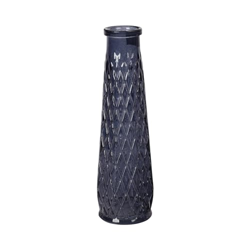 Homéa, Soliflore Glass Relief Diamond Diameter 6.5 x Height 22 cm Dark Grey