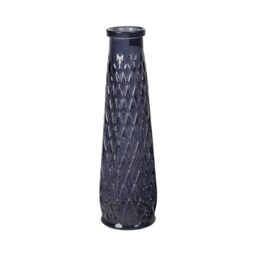 Homéa, Soliflore Glass Relief Diamond Diameter 6.5 x Height 22 cm Dark Grey