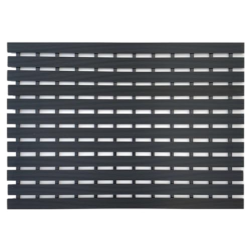 Nicoman Outdoor Slatted Mat Drainage Matt Duckboard Door Mat Garden Entrance Shed Garage Pool Non Slip Dirt Scraping Easy Clean – (Black, 61 x 43 cm)