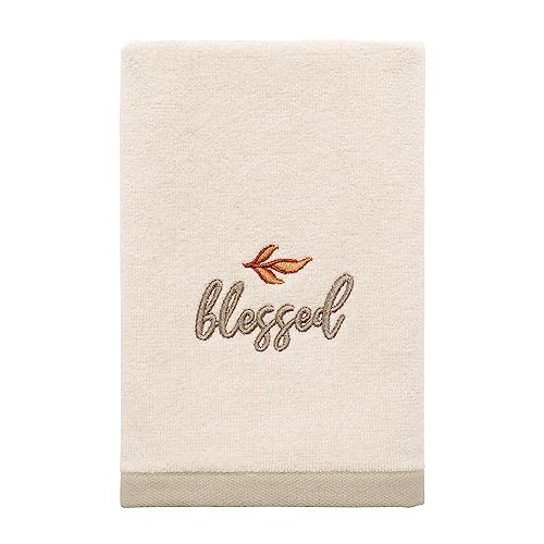 Avanti Linens Fingertip Towel, 100% Cotton, Ivory Velour, Set of Two (Grateful Patch Collection),