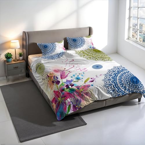 KIO618 KIO618 Digital Print Duvet Cover Set, 100% Cotton, Made in Italy, Double Bed Duvet Cover Set 250 x 200 cm+2 Pillowcases 50 x 80 cm