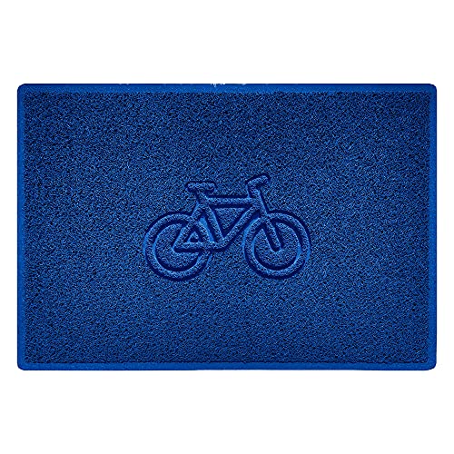 Nicoman Bike Embossed Shape Door Mat Dirt-Trapper Washable Barrier Doormat-(Use Indoor or Sheltered Outdoor)-(90x60cm/3x2ft,Large) Blue