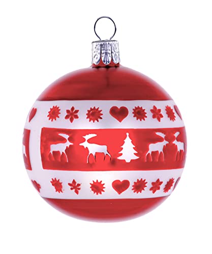 Set of 6 ornamental balls (Ø 7 cm) in hand-blown glass for Christmas tree