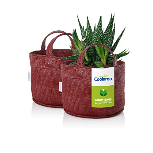 Coolaroo 2-Pack 2 Gallon Heavy Duty Plant/Vegetable/Herb/Fruit Breathable Fabric Planter Pot Grow Bags with Handles, Brick