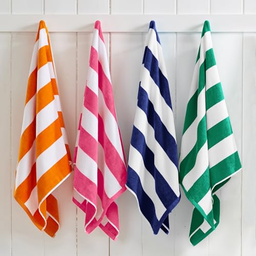 Great Bay Home Large Beach Towels 30??? x 60???, 100% Cotton Cabana Stripes for Beach, Bath, Pool, Gym, Lightweight and Quick Dry, Multi Pack
