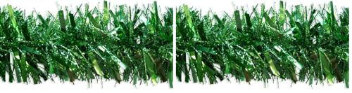 SHATCHI Luxury Deluxe Chunky Christmas Green Tinsel Garland Tree Decoration Xmas Home D??cor 180cm 6ft (Pack of 2)