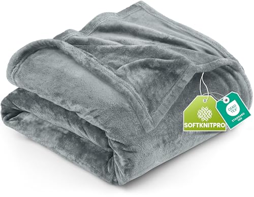 Utopia Bedding Ash Grey Fleece Blanket [King - 259 x 228 cm] Soft Cosy fluffy 300 GSM Blankets for Bed, Sofa & Couches