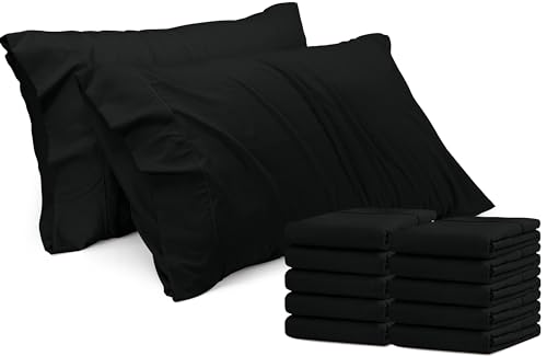 Utopia Bedding Standard Pillow Cases - 12 Pack - Envelope Closure - Soft Brushed Microfiber Fabric - Shrinkage and Fade Resistant Pillow Covers Standard Size 20 X 26 Inches (Black)