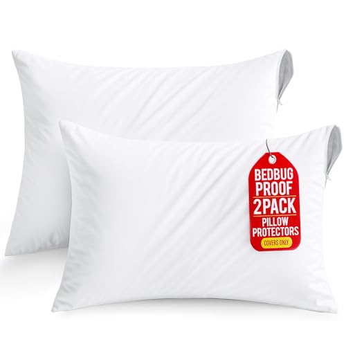 Utopia Bedding Waterproof Zippered Pillow Protectors (White, Pack of 2 - 33 x 46 cm)
