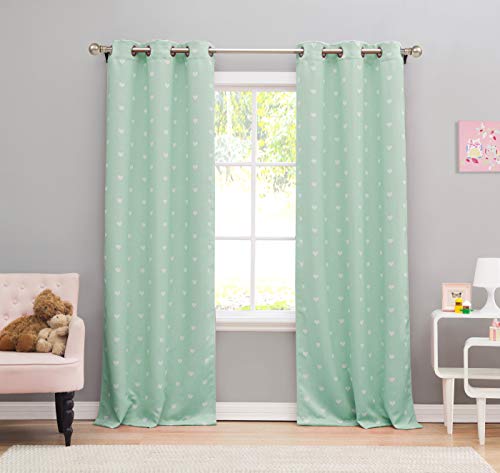 Lala + Bash Kelly Print Blackout Curtain, 38x84 (2 Pieces), Seafoam