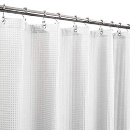 "Barossa Design Extra-Long Shower Curtain 80"" Height - Honeycomb Waffle Weave & Cotton Blend, Hotel Luxury & Spa, Heavy Weight Fabric, Washable - White, 72x80"