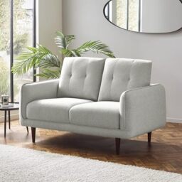 Julian Bowen Remy Sofa, 2 Seater Upholstered Couch, Grey - W146 x D86cm