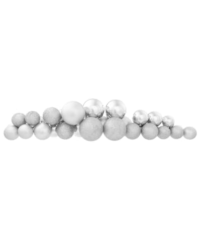 WeRChristmas Silver Bauble Cluster Arch, 60cm, 32 Baubles - 60cm silver bauble cluster arch with 32 decorations in shiny, matt and glitter finishes for statement festive styling