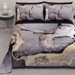 PETTI Artigiani Italiani - Summer Double Bedspread 260 x 270 cm 100 g/m² Double Sided Spring Quilt Lightweight Marble Grey 100% Made in Italy