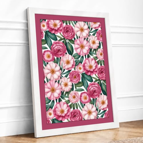 Victorian Floral Tapestry Botanical Framed Wall Art Print A4 White