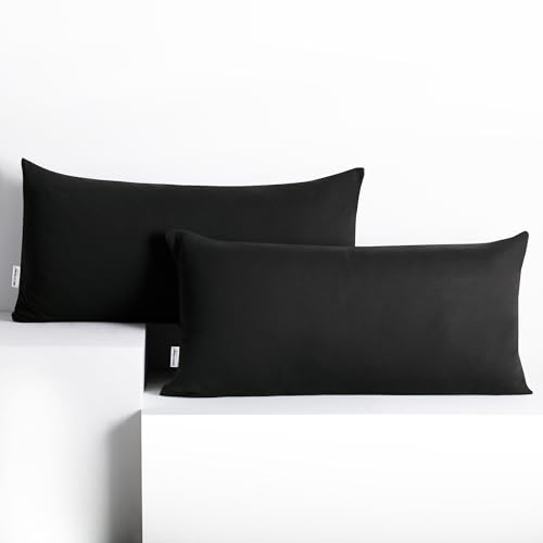 DecoKing 2 x Cushion Covers 40 x 80 cm Cotton Zip Black Amber