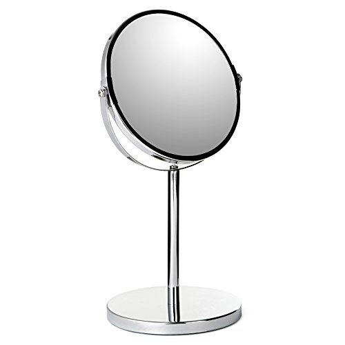TATAY 4440100 5x Magnifying Make-Up Mirror, 17 cm Diameter, 100% Rustproof - 18.5 x 15 x 34.5 cm - Freestanding with Base - Bathroom Use - Suitable for Regular Use - Easy Position Adjustment