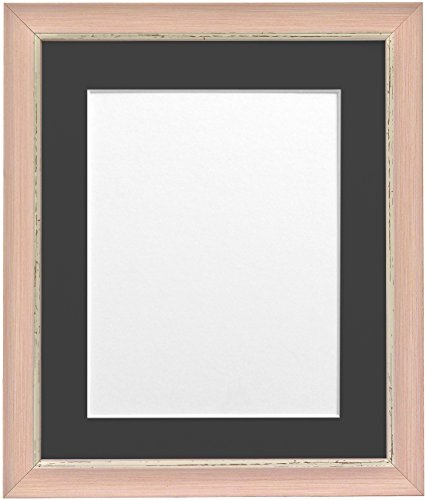 "FRAMES BY POST Nordic Distressed Pink Photo Frame with Black Mount 8""x8"" Pic Size 5""x5"""