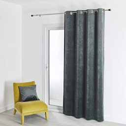 HomeMaison.com Felted Velvet Curtain Plain Anthracite 135 x 260 cm