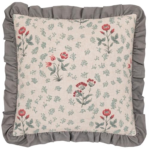 Seventy Three Linen Renata Floral Printed Ruffle Cushion Cover - Multicolour - 50x50cm