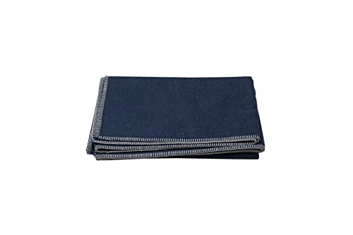 David Fussenegger Cotton Blanket 140 x 200 cm Cuddly Blanket with Decorative Stitch Soft Navy