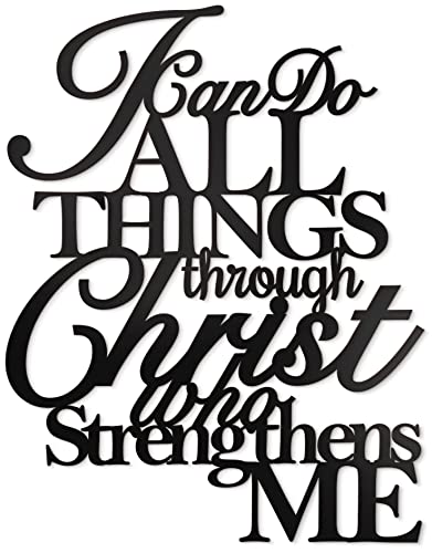 "Vivegate I Can Do All Things Through Christ Metal Wall Art, 17""X13"" Philippians 4 13 Christ Home Decor I Can Do All Things Through Christ Who Strengthens Me Religious Scripture"