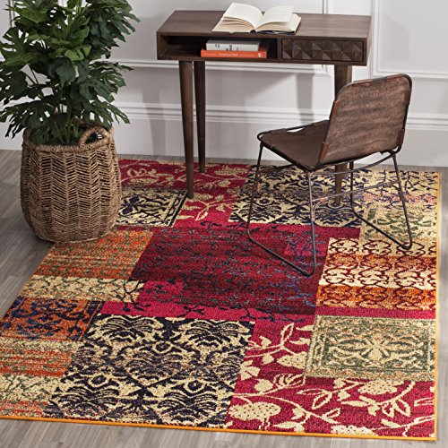 Safavieh Boho Chic Indoor Woven Rectangle Area Rug, Monaco Collection, MNC211, in Multi, 122 X 170 cm for Living Room, Bedroom or Any Indoor Space