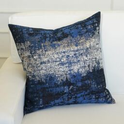 THE-TINOART Gold Splashed Navy Blue Throw Pillows Cushion Cover Soft Accent Square Decorative Pillow Cover for Couch Bed and Chair 18 x 18 inches 1Piece