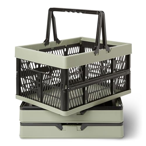Amazon Basics Collapsible Shopping/Storage Baskets with Handles, 25L, Pack of 3
