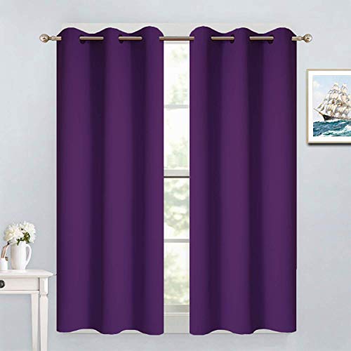 Yakamok Purple Blackout Curtains for Bedroom, Thermal Insulated Room Darkening Grommet Top Curtains for Living Room, 38x54 Inch, 2 Panels