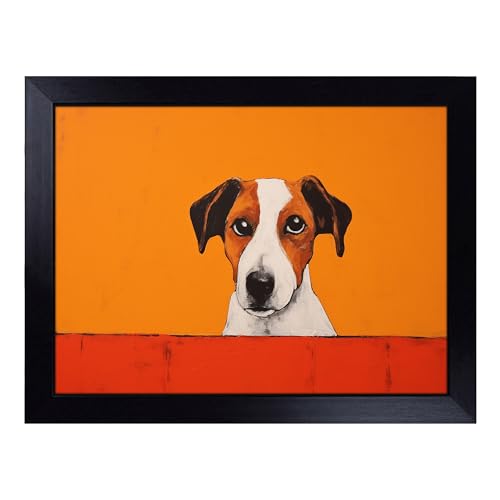 Lap Tray with Bean Bag Cushion, Jack Russell Minimalism - Handmade in the UK, Raised Wooden Edge, Padded Cushion, Heat-Resistant Wipe-Clean Surface, for Meals, Laptops and Crafts