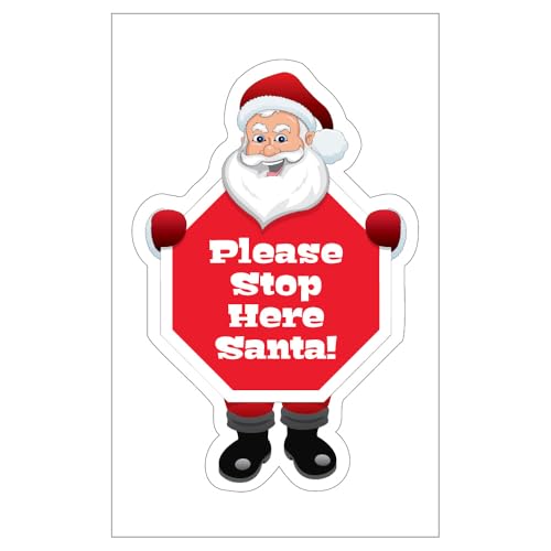 Christmas Door Stickers, Christmas Decorations Door Stickers Santa STOP Here Sign Door Sticker 250 x 400 mm