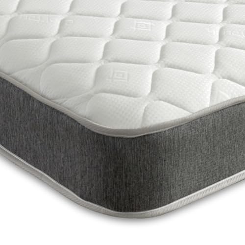 eXtreme comfort ltd Grey Cooltouch Essentials 2ft6 Small Single Mattress (75 x 190cm) 18cm Deep Bonnell Open Coil Spring with Foam Comfort Layer - Soft Comfort. UK Made, Rolled & Boxed