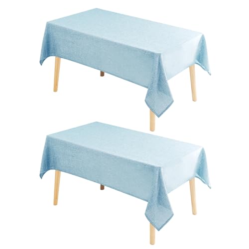 Hiasan 2 Pack Faux Linen Square Tablecloth - Wrinkle and Stain Resistant Washable Table Cloth for Kitchen Dining Room Holiday Table Cover for Party Dinner, Lux Slate Blue, 54 x 54 Inch