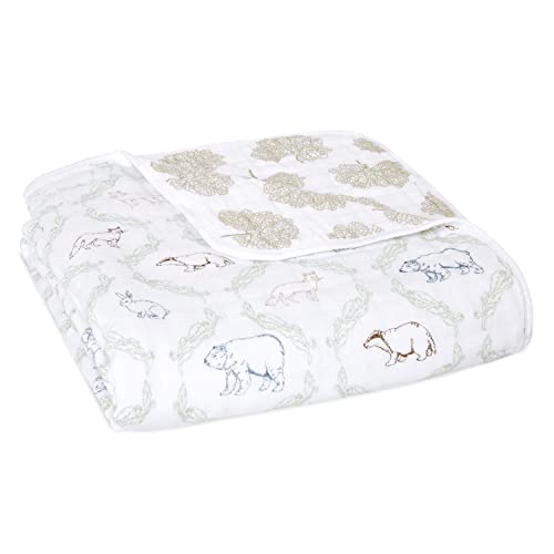 aden + anais essentials Dream Baby Blanket - Pack of 1 - Large Breathable 100% Cotton Muslin Bedding - Cot Blankets For Newborn Boys & Girls - Baby Shower or Gifts - harmony Print