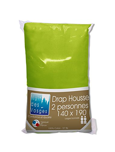 Nuit des Vosges Cotoval Plain Cotton Fitted Sheet for Adjustable Beds, Cotton, lime green, 140x190