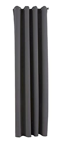 Gardinenbox NewYork Opaque Curtain Dark Grey H x W 225 x 140 cm Pack of 1 Thermal Blackout Curtain Blackout Eyelet Sound-Absorbing Oeko-Tex UV Protection Tieback 201920600