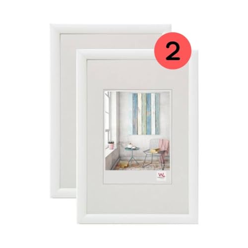 walther Design Picture Frame White 40 x 60 cm Twin Pack, Trendstyle Plastic Frame KP460WD
