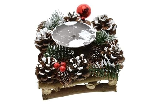 Nataluna Wood S. CANDLE HOLDER 1P 14x14 cm, As Photo, Unique