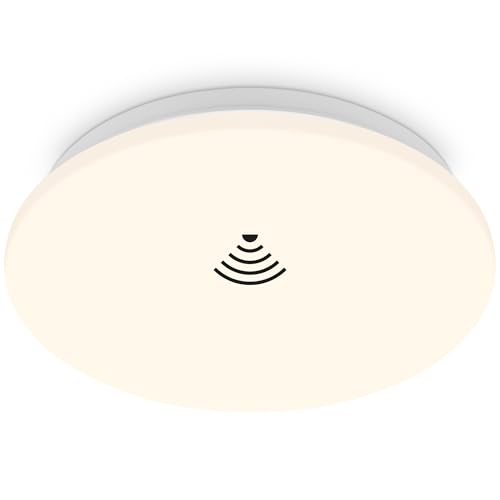 Briloner - LED Ceiling Light with Motion Sensor, Warm White Light, Ceiling Light, lamp, Kitchen lamp, Children's Room, 270x60mm (DxH) White