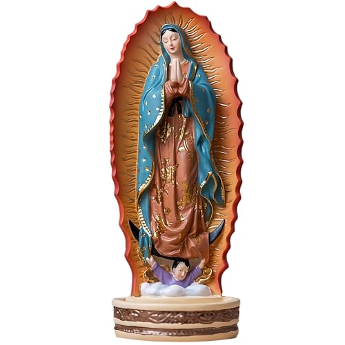 Our Lady of Guadalupe Statue 8 Inches - The Blessed Virgin Mary Statue - Virgen de Guadalupe Statues - Rosary Holder - Holy Water Font
