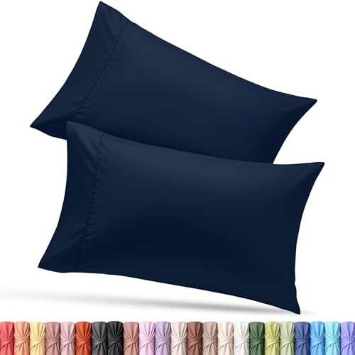 Utopia Bedding Queen Pillow Cases - 2 Pack - Envelope Closure - Soft Brushed Microfiber Fabric - Shrinkage and Fade Resistant Pillow Covers 20 X 30 Inches (Queen, Navy)