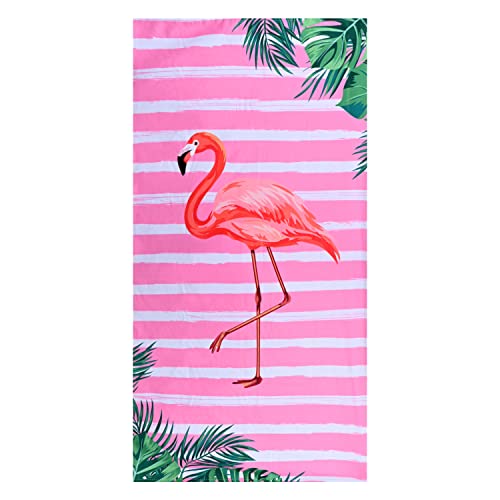 LIVILAN Pink Flamingo Beach Towel, 30???x60??? for Girls & Kids, Soft Microfiber, Quick Dry, Sand Free, Lightweight for Bath, Swim, Pool, Yoga, Ideal Flamingo Gift for Women