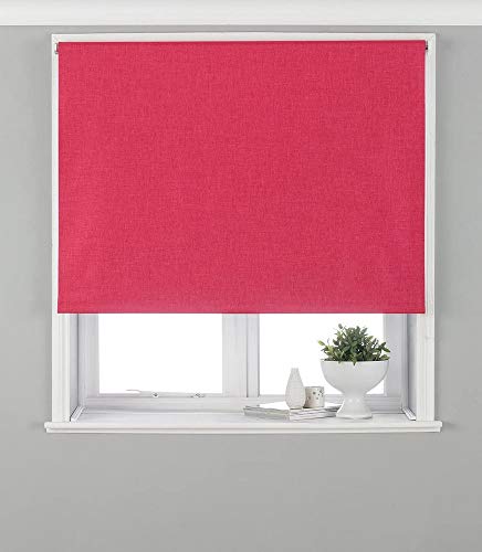 "Eclipse Blackout Roller Blind - Pink - Ready Made (Fittings Included) - Temperature Control - Adjustable - 100% Polyester - 153cm width x 162cm drop (60"" x 64"" inches) - Made by Riva"