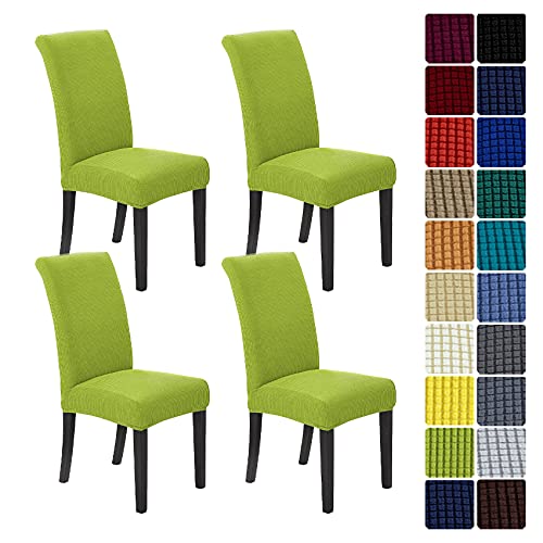 Howhic Chair Covers for Dining Room Set of 4, Stretchy Dining Chair Covers, Textured Jacquard Kitchen Chair Slipcovers, Classy Decor for Home and Banquet (Apple Green, 4 Pack)