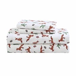 Eddie Bauer- Queen Sheet Set, Cotton Flannel Bedding Set, Brushed for Extra Softness, Cozy Home Décor (Fox Trail Orange, Queen)