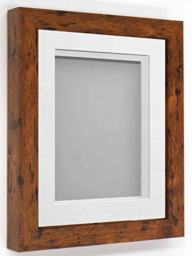 Frame Company Rickman Box 3D Photo Frame, Wood, Rustic with White Mount, A3 for Image Size A4