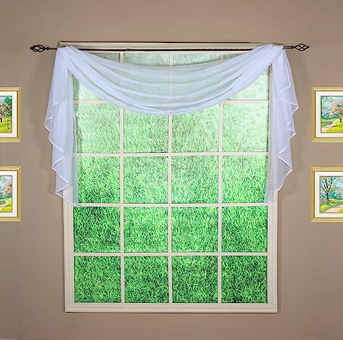 "Today's Curtain Emelia Original Voile Scarf 144"", White, 45"" W x 144"" L"