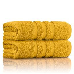 GC GAVENO CAVAILIA Luxury 2 Piece Bath Towels Set, Quick dry Highly Absorbent Ring Spun Cotton Bath Sheet Sets, Zero Twist, Ochre